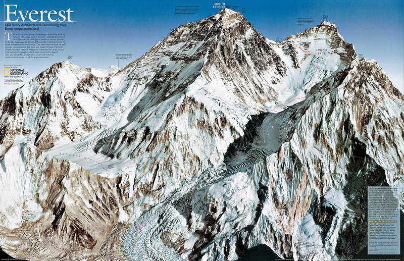 L'itinerario di salita all'Everest dal versante nepalese.