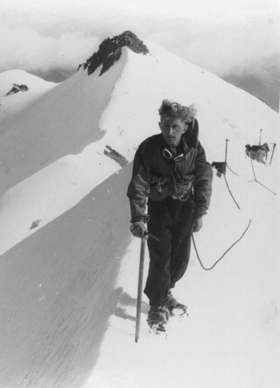 Ercole Ruchin Esposito, anni 40, sul Bernina. Archivio Emilio Galli