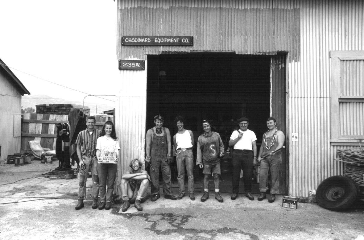 ClimbingChaps05-SKUNKWORKS, Chouinard EquipmentCompany portrait, Ventura, California, 1969. Left to right Tom and Dorene Frost, Tony Jessen, Dennis H